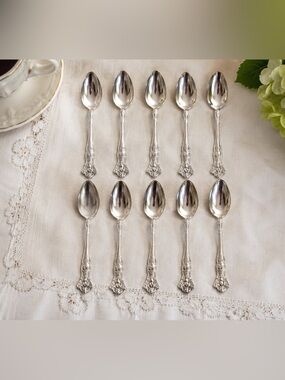 Vintage 1847 Rogers Bros XS Triple Grape Demitasse Spoons Set of 10